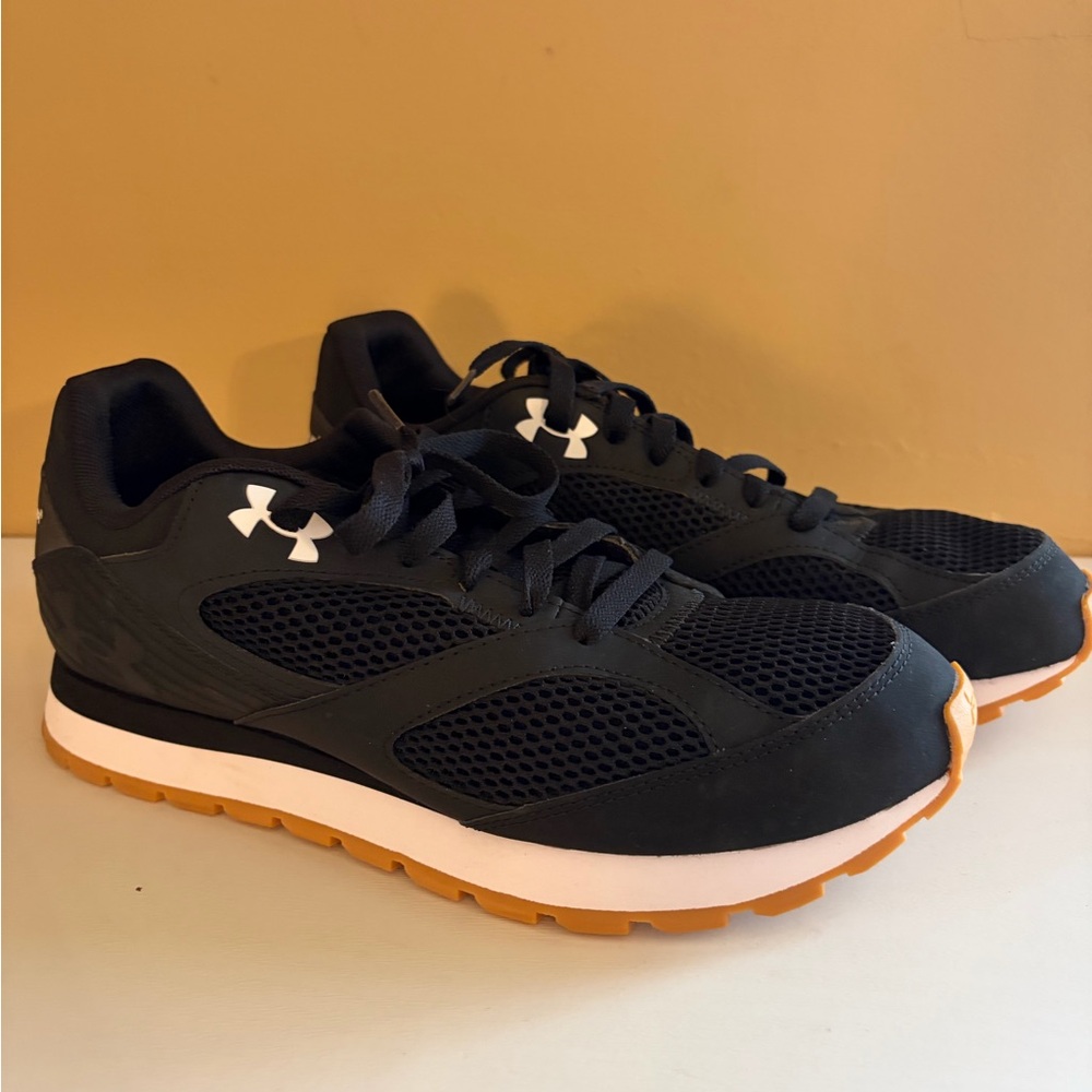 Under Armour Black and White Sneakers with Tan Soles